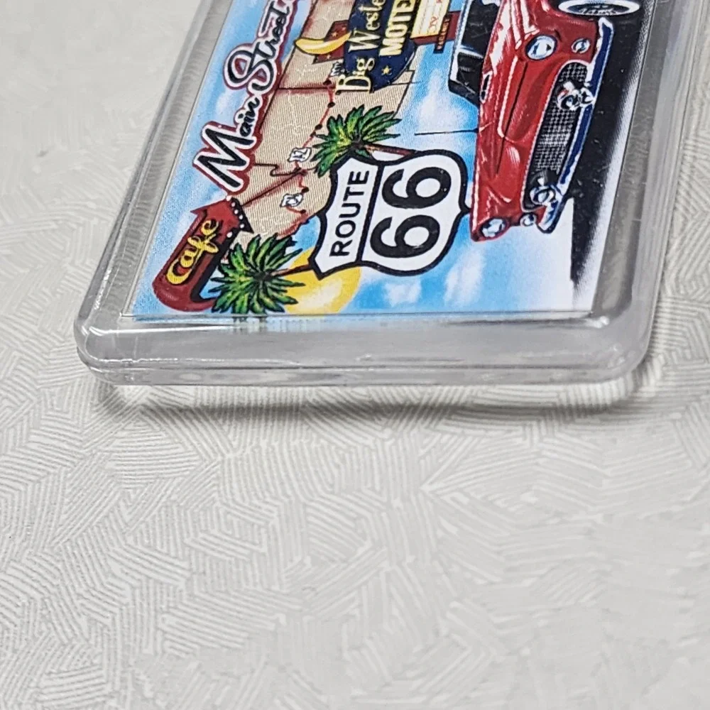 Vintage Route 66 Main Street Of America Car Lucite Keychain Key Ring Collectible